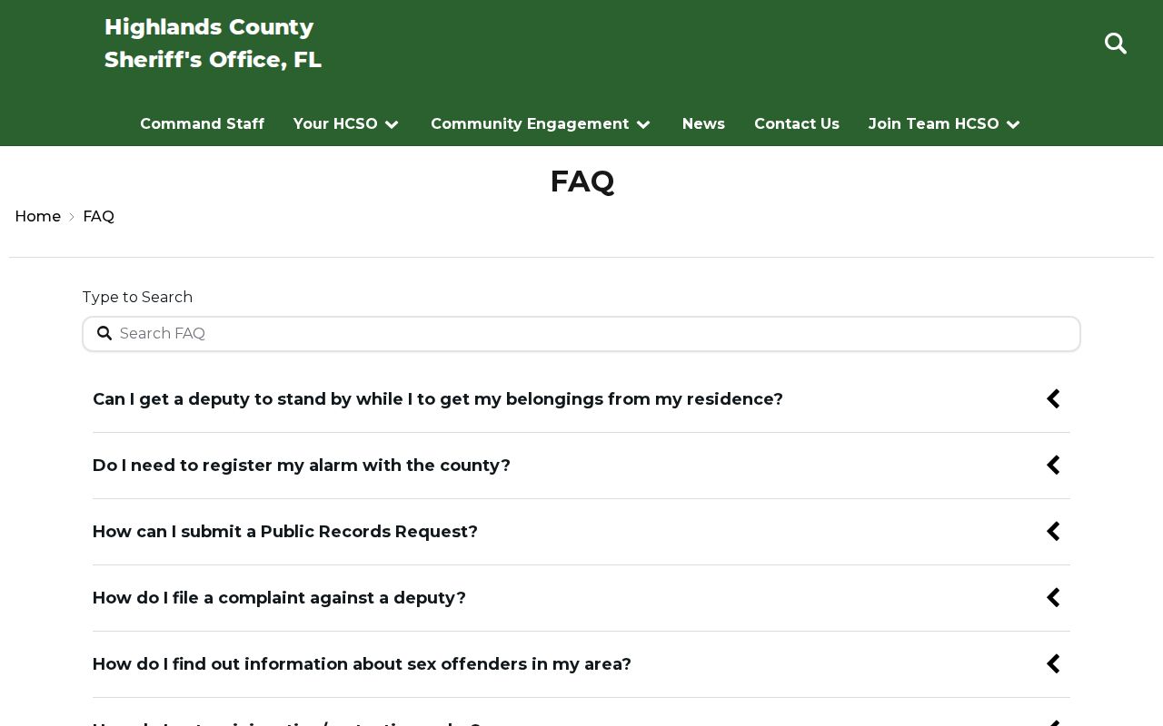 Highlands County arrest history sheriff records and footage FAQ