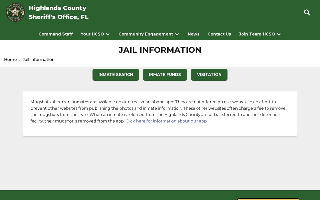 Highlands County arrest history jail information channels