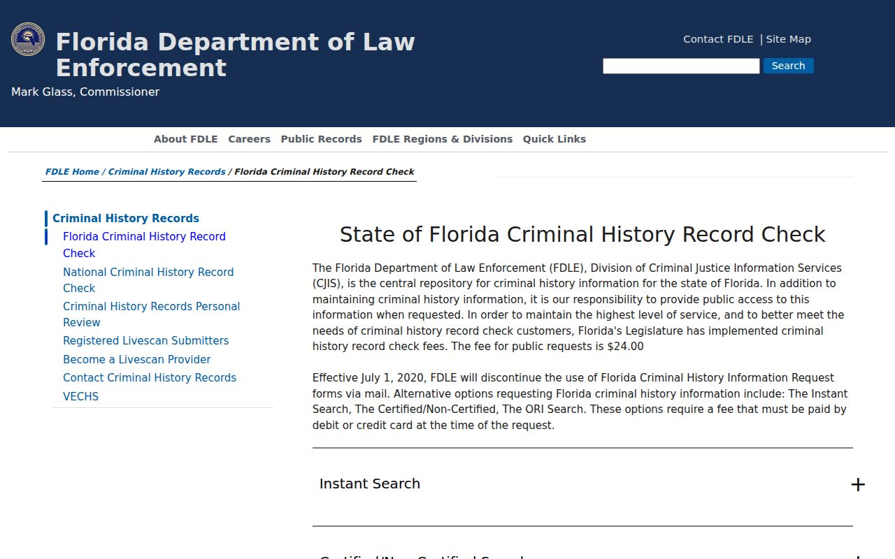 Avon Park criminal history FDLE official Florida check products