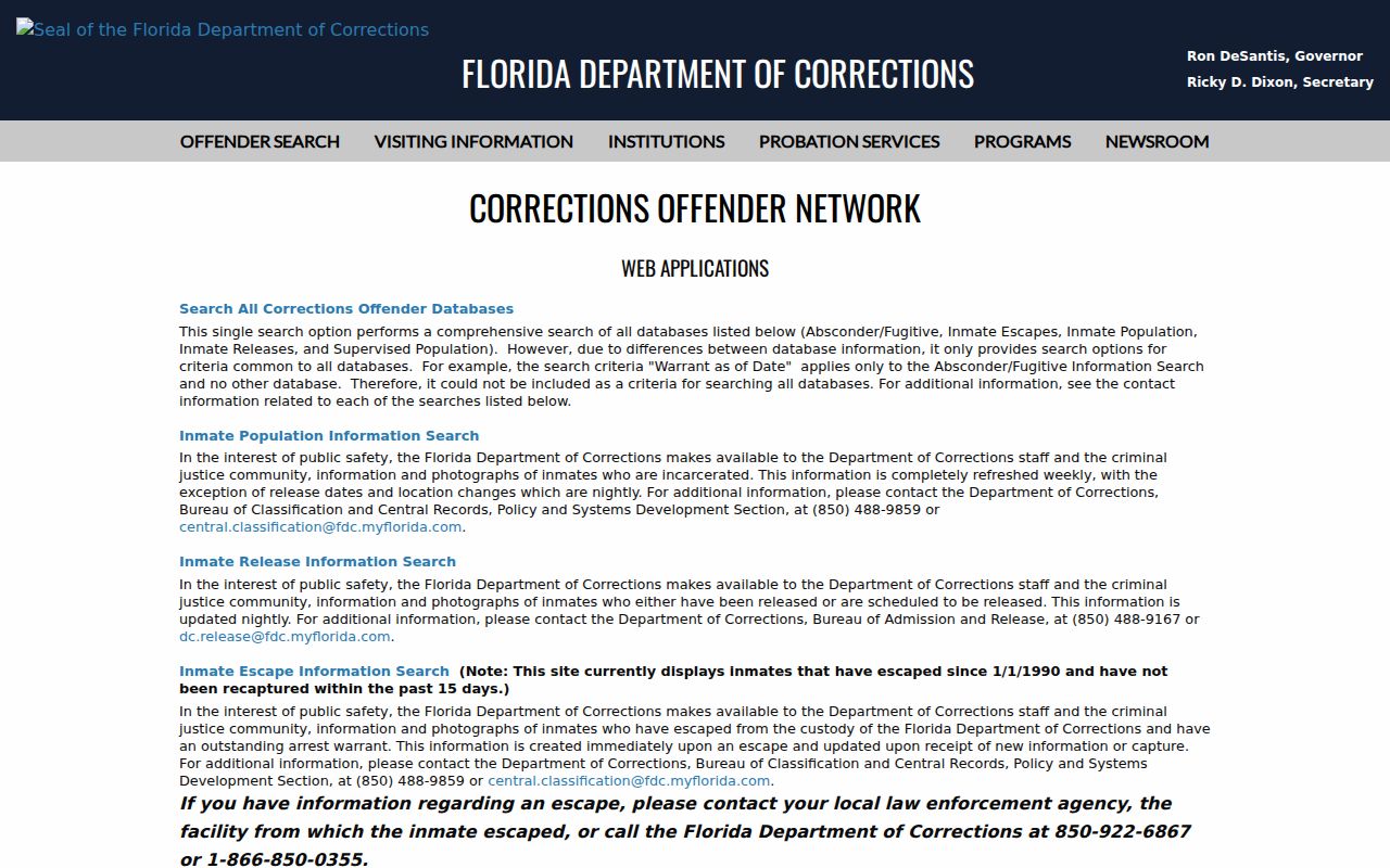 Highlands County criminal history FDC offender search