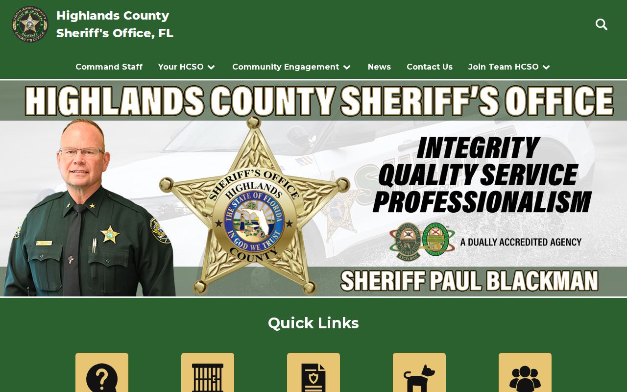 Highlands County criminal history sheriff services