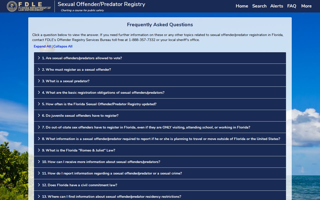 Highlands County sex offender check FDLE profile field guide