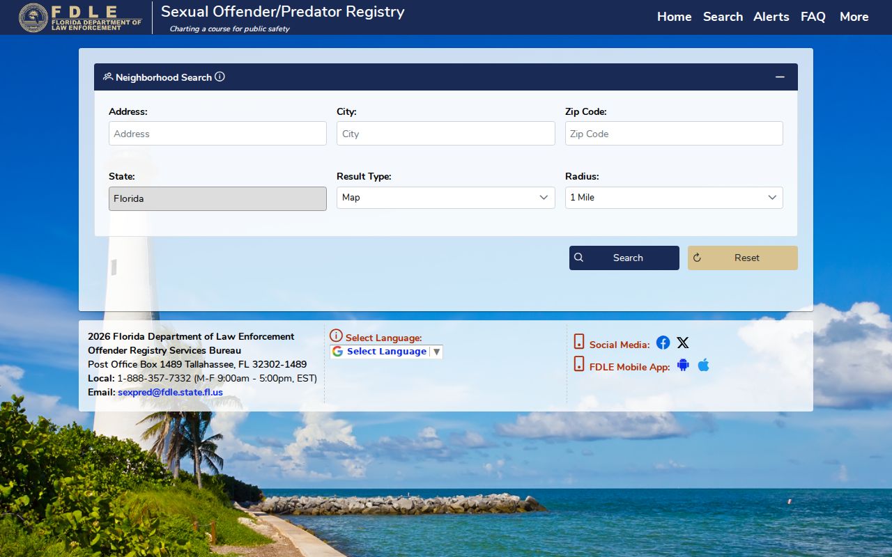 Highlands County sex offender check FDLE neighborhood radius map